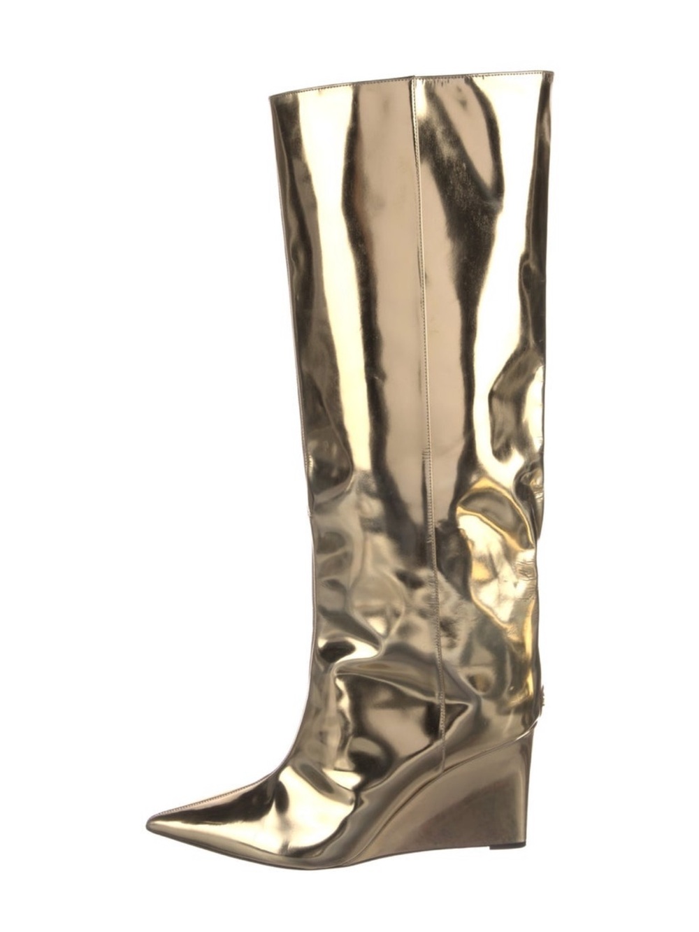 Jimmy Choo Metallic Gold Over-the-Knee Wedge Boots 40
